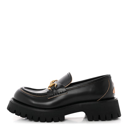 Gucci Cordovan Lux Womens Harald Horsebit 25mm Platform Loafers 37 Black 1 of 13