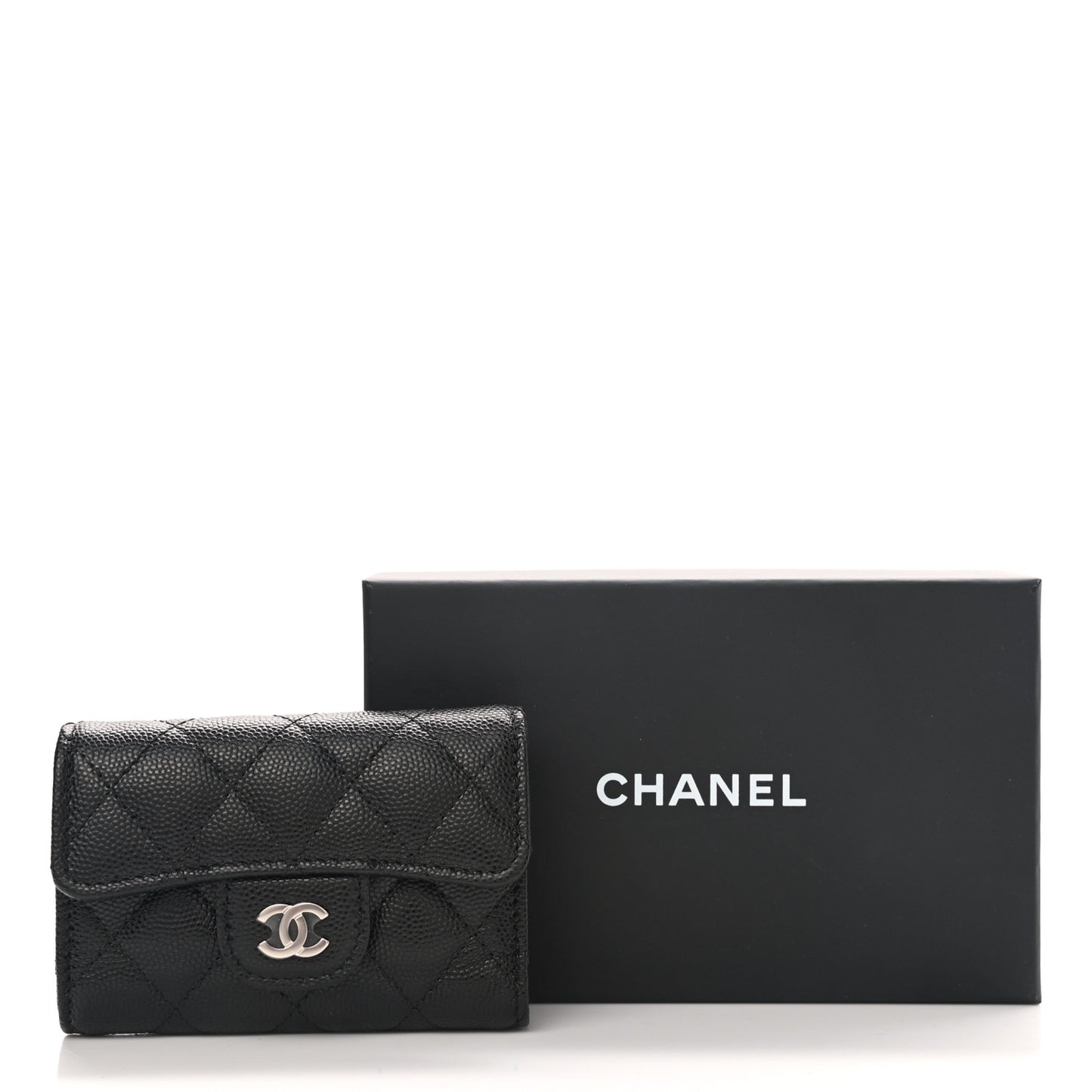 Caviar Quilted Classic 4 Key Holder Wallet Black