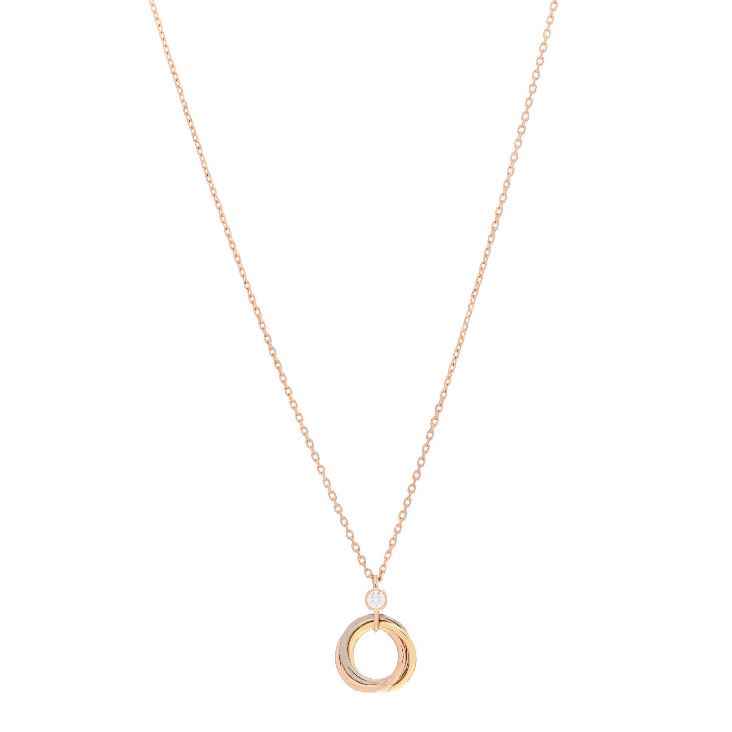Cartier 18K Pink Yellow White Gold Diamond Trinity Pendant Necklace 1 of 5