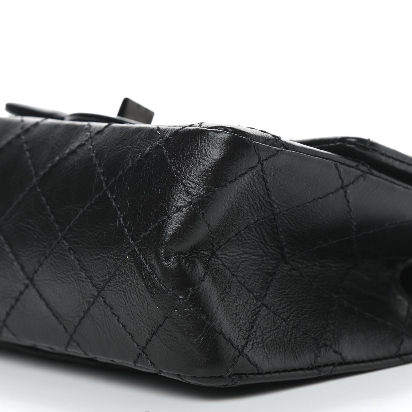 Aged Calfskin Quilted 2.55 Reissue Mini Flap So Black