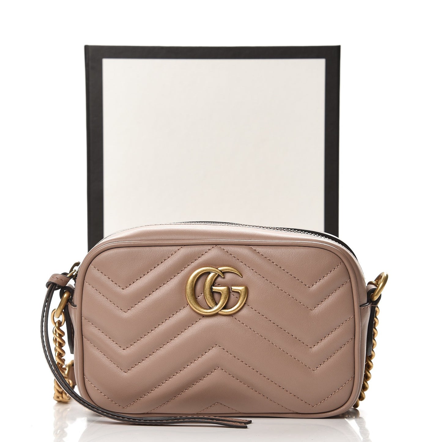Calfskin Matelasse Mini GG Marmont Chain Shoulder Bag Porcelain Rose