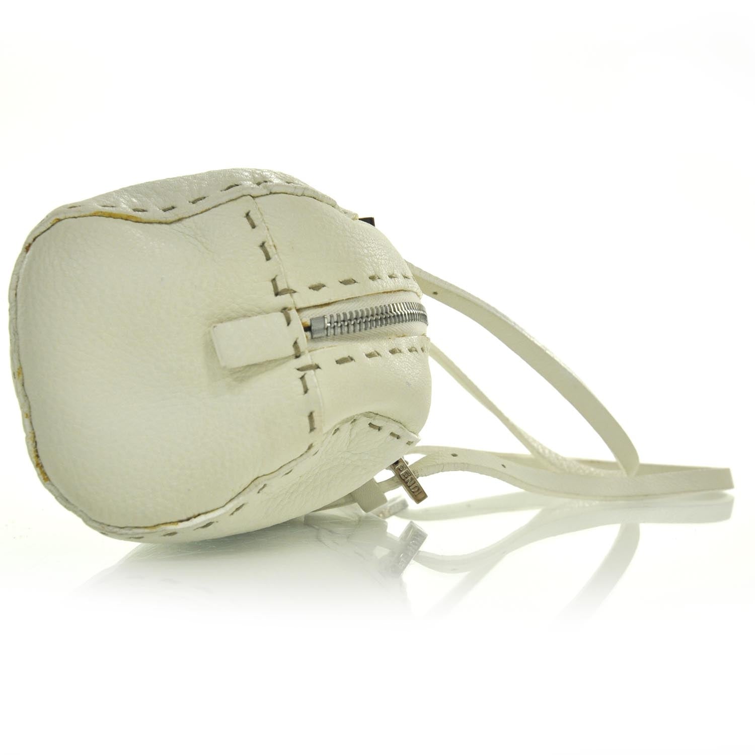 Fendi Calfskin Romano Selleria Bowler White 6 of 10