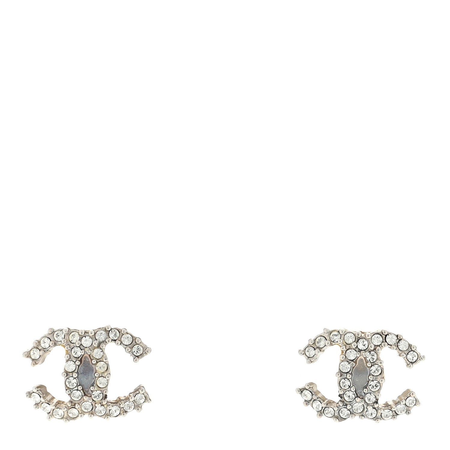 Chanel Crystal Mini CC Earrings Silver 1 of 4