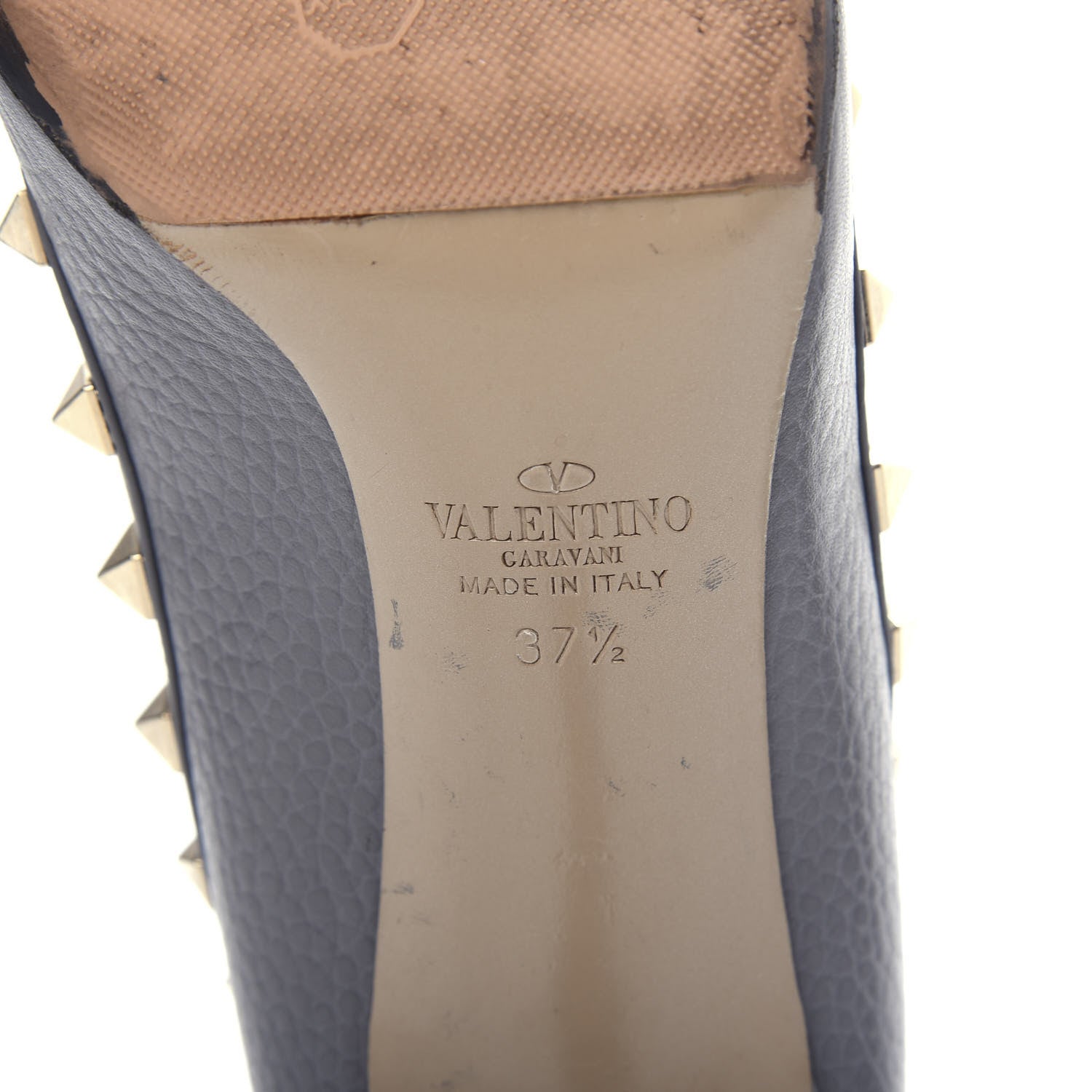 Valentino Garavani Pebbled Calfskin Rockstud 85mm Pumps 37.5 Light Stone 9 of 9