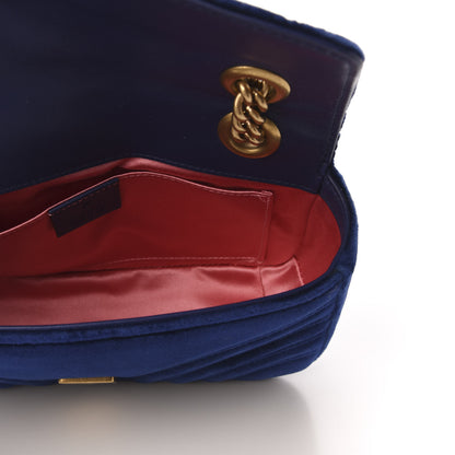 Gucci Velvet Matelasse Mini GG Marmont Shoulder Bag Cobalt Blue 5 of 9
