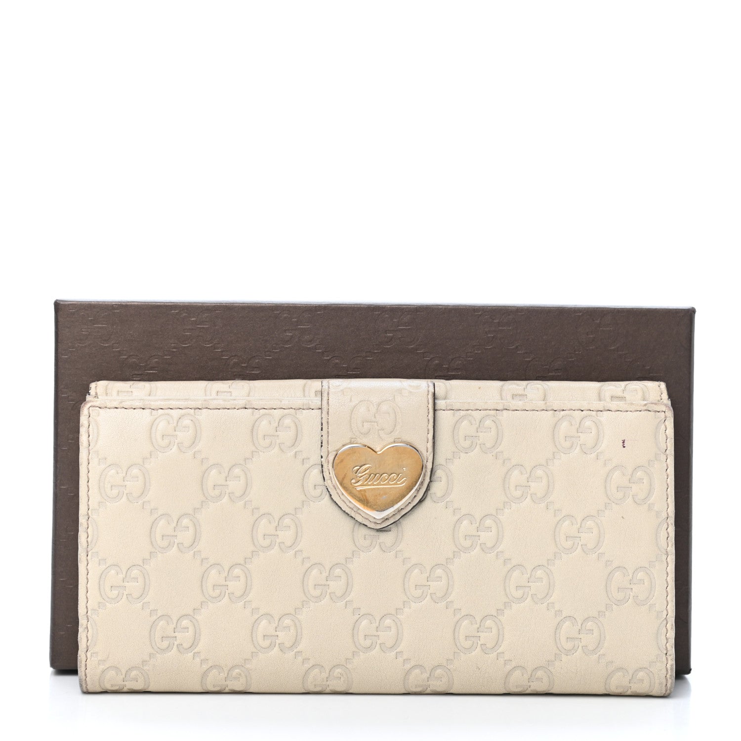 Gucci Guccissima Heart Continental Wallet Off White 9 of 11