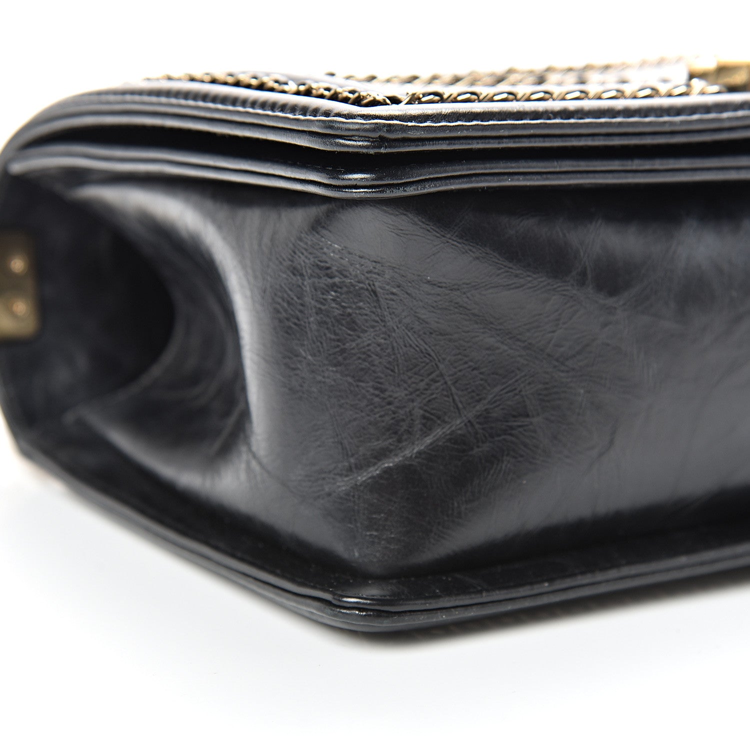 Chanel Crumpled Calfskin Chevron Chain Medium Boy Flap Black 8 of 11