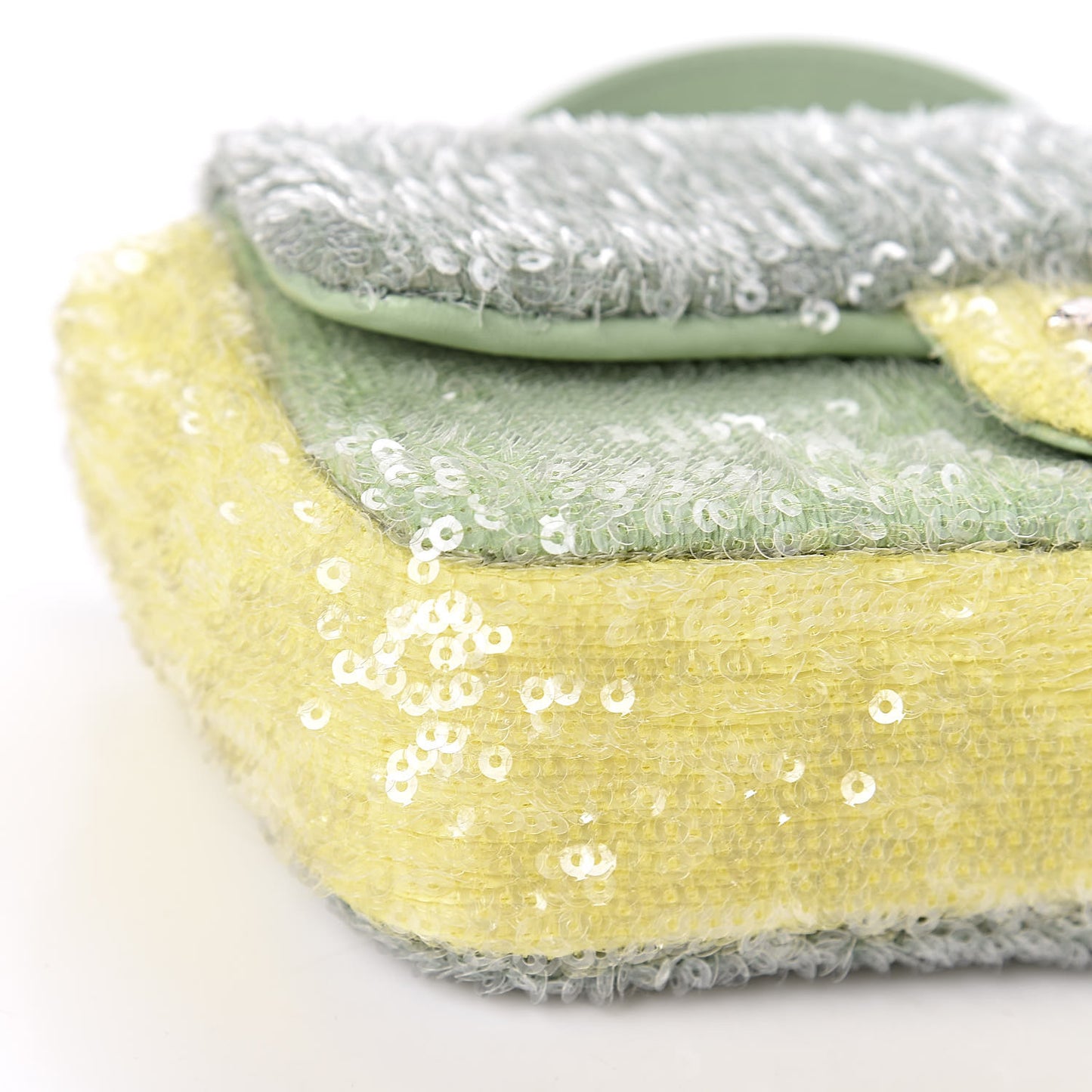 Sequin Mini Waterfall Flap Green Light Green Yellow