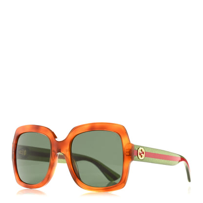 Gucci Acetate Square Frame Web Glitter Sunglasses GG0036S Black Green 1 of 9