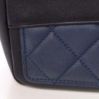 Chanel Lambskin Quilted Medium Graphic Flap Navy Black 12 of 12