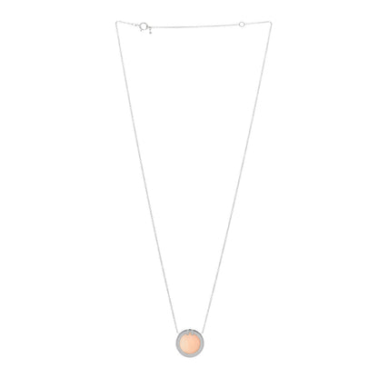 Tiffany 18K White Gold Diamond Pink Opal T Circle Pendant Necklace 3 of 5