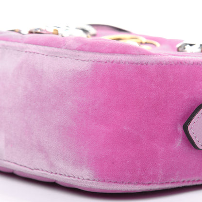 Gucci Velvet Matelasse Marquise Crystals Mini GG Marmont Chain Shoulder Bag Malva 11 of 14