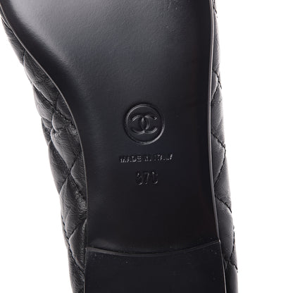Chanel Aged Calfskin Quilted Cap Toe Ballerina Flats 37 Black 7 of 7