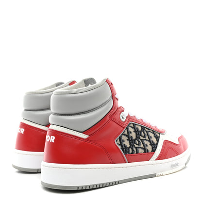 Christian Dior Smooth Calfskin Jacquard Oblique Mens B27 Mid Top Sneakers 44 Red Multicolor 4 of 8