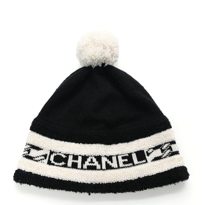 Chanel Cashmere CC Beanie Hat Ecru Black 3 of 5