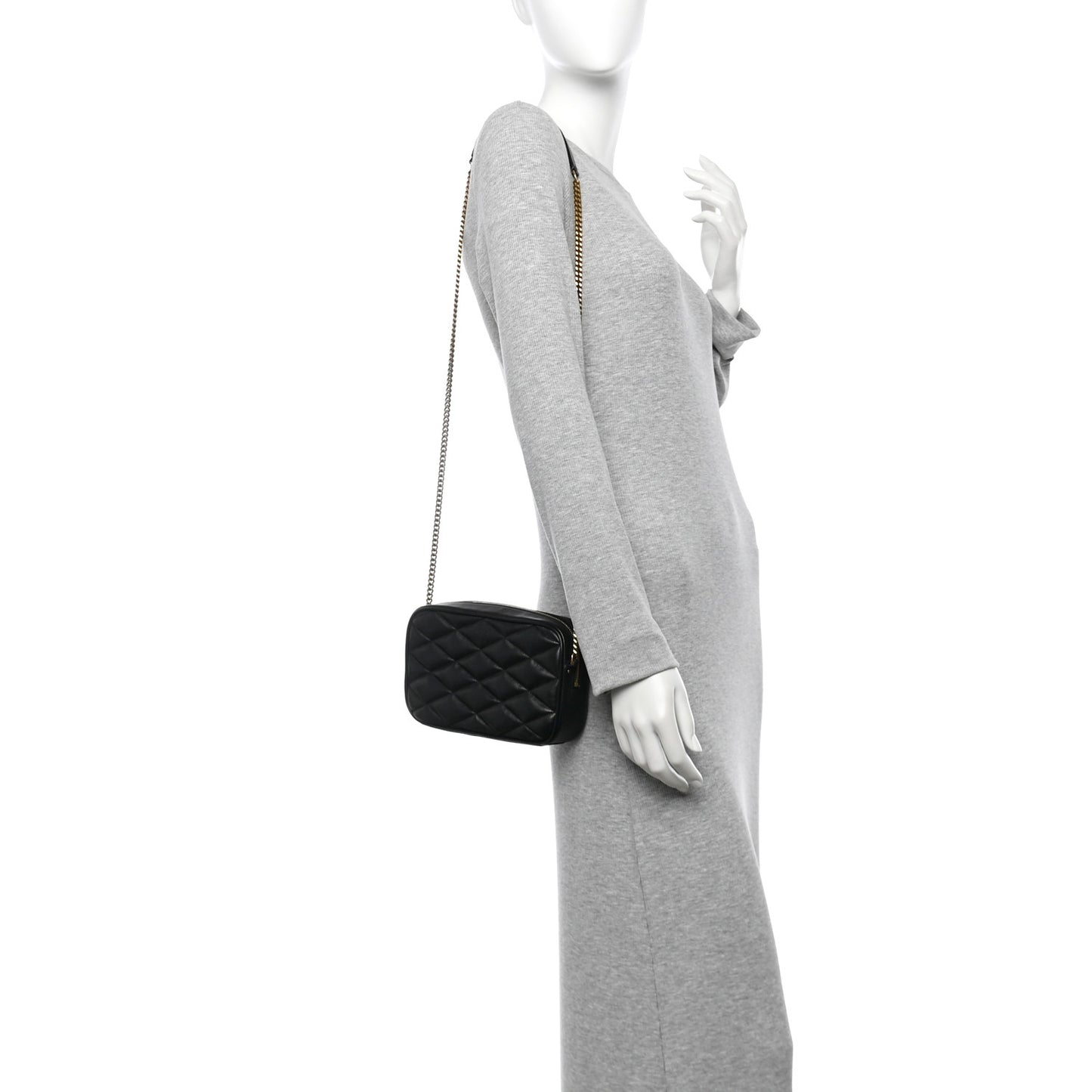 Lambskin Quilted Mini Camera Bag Black