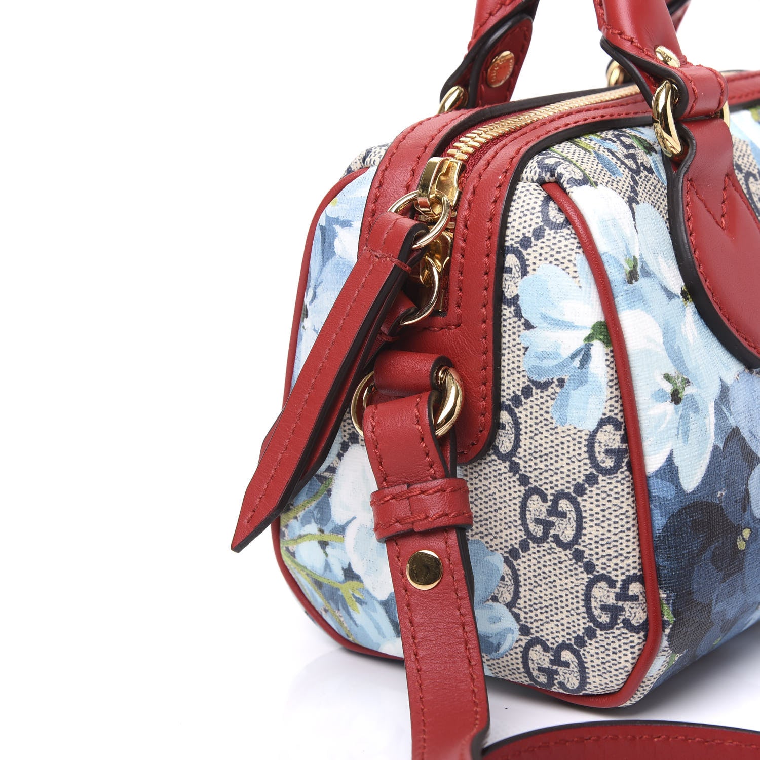 Gucci GG Supreme Monogram Blooms Mini Boston Navy Blue Hibiscus 10 of 12