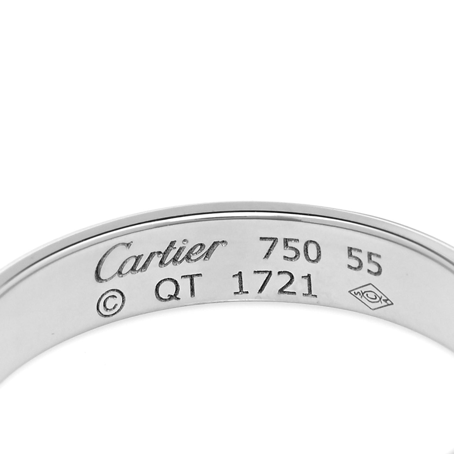18K White Gold 3.5mm LOVE Wedding Band Ring 55 7.25