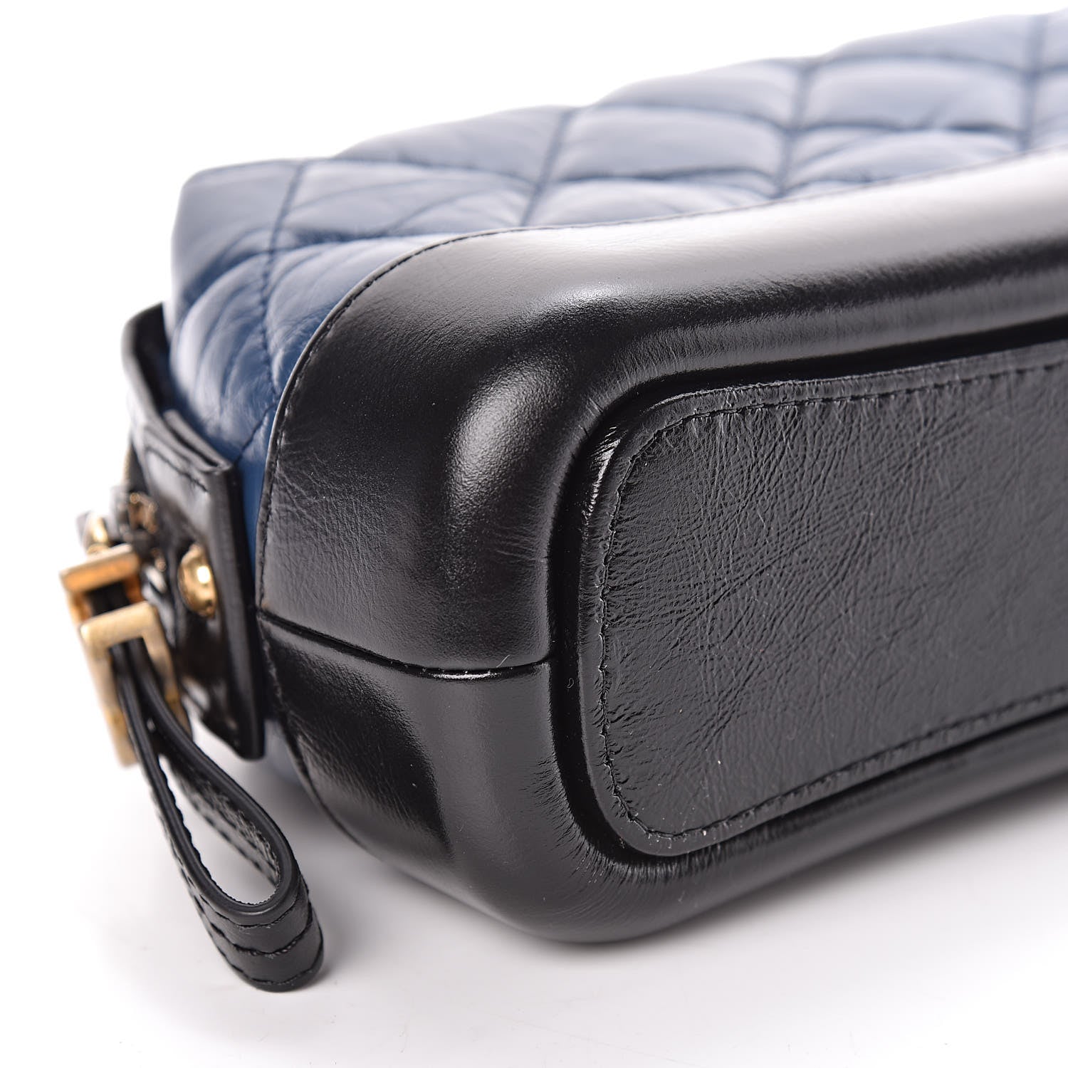 Chanel Aged Calfskin Quilted Gabrielle Classic Pouch Blue Black 8 of 9