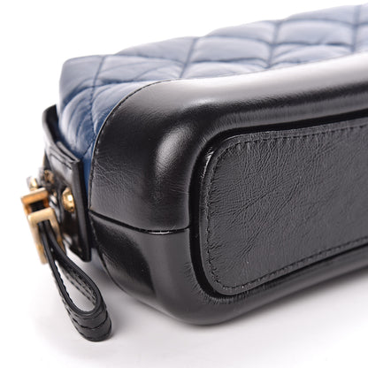 Chanel Aged Calfskin Quilted Gabrielle Classic Pouch Blue Black 8 of 9