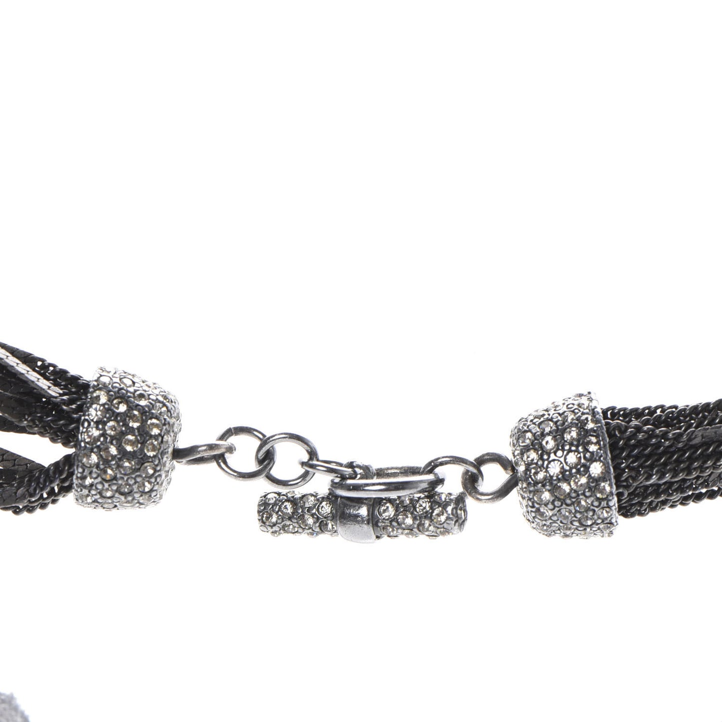 Ruthenium Crystal CC Camellia Multi Strand Necklace Dark Grey