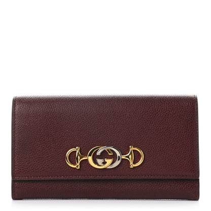 Gucci Grainy Calfskin Zumi Continental Wallet Vintage Bordeaux 1 of 8