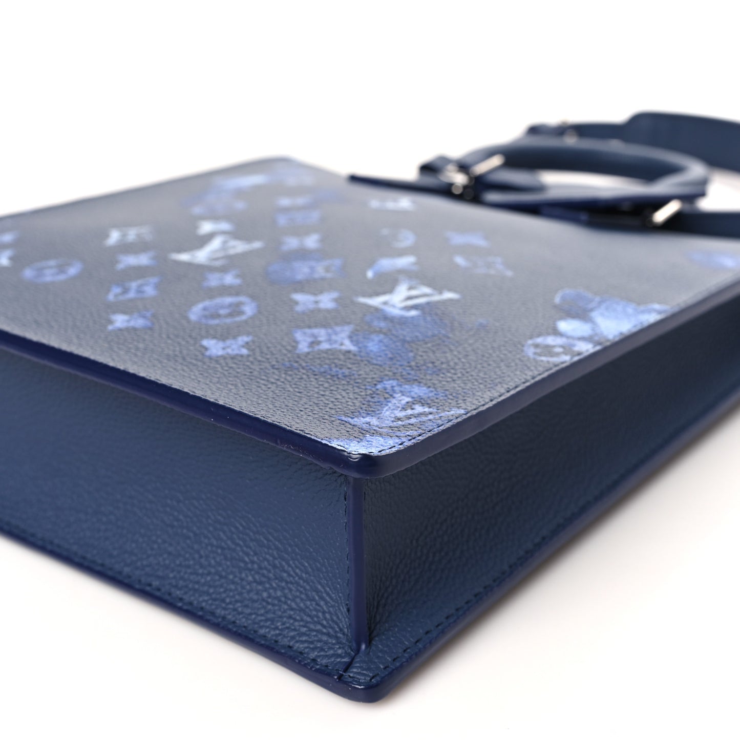 Monogram Ink Watercolor Sac Plat Zippé Blue