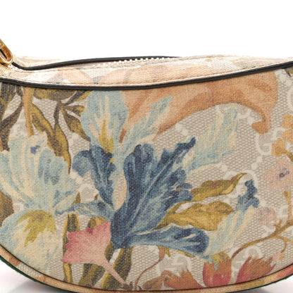 Gucci GG Supreme Monogram Water Flora Web Mini Ophidia Half Moon Hobo Beige White Multicolor 8 of 10