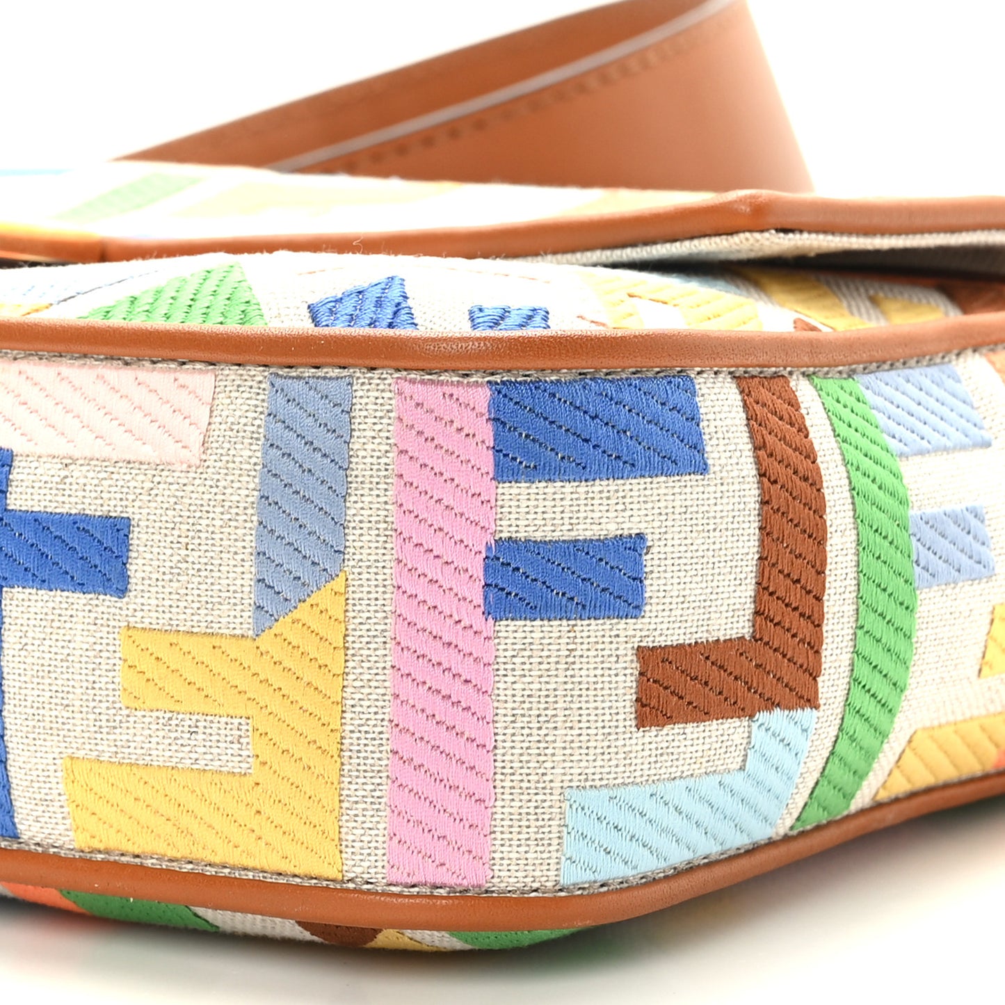 Kuban Canvas Vitello King FF Embroidered Baguette Grezzo Multicolor
