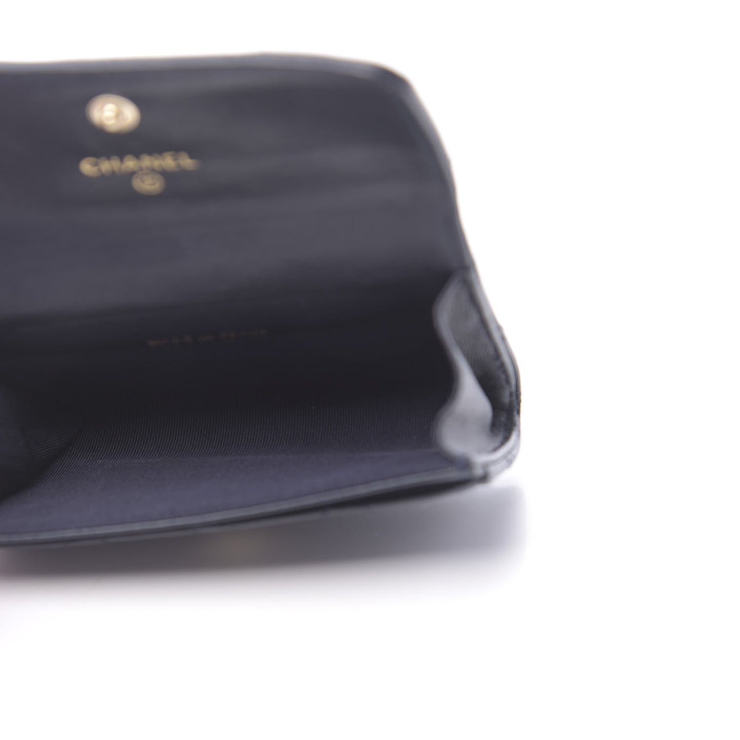 Lambskin Quilted Flap Card Holder Navy