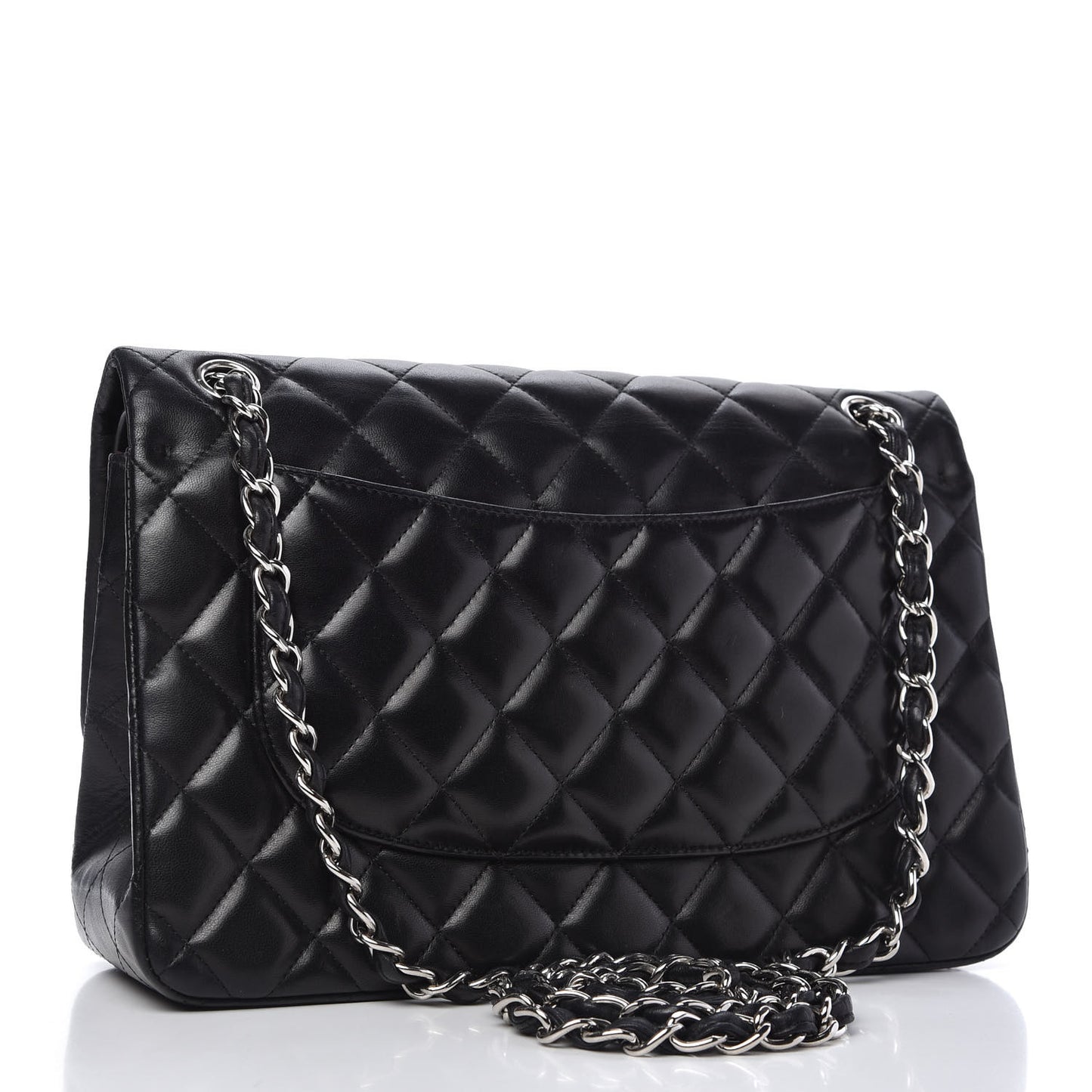 Lambskin Quilted Jumbo Double Flap Black