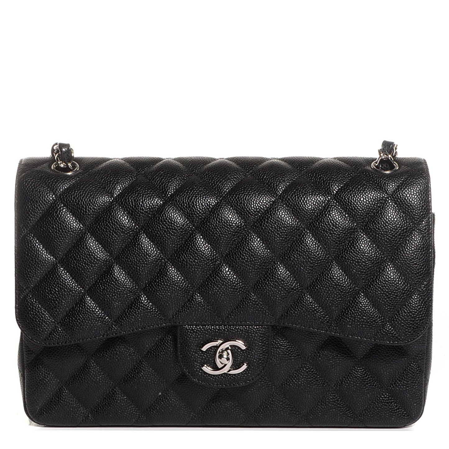 Caviar Quilted Jumbo Double Flap Black