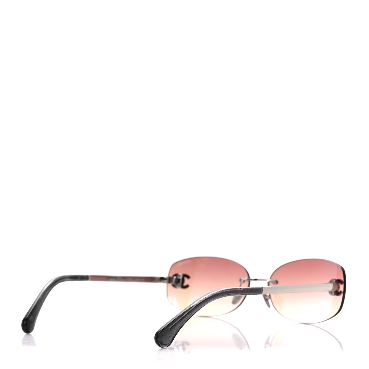 Metal Mirrored Crystal CC Oval Sunglasses 71559 Pink