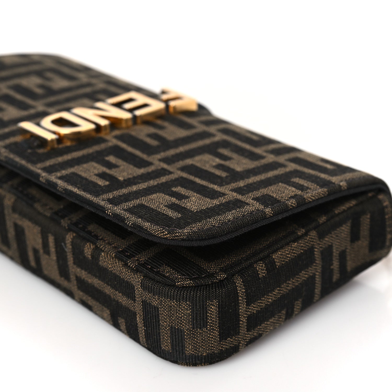 Fendi Fabric Jacquard Vitello Grace FF 1974 Fendigraphy Wallet On Chain Tobacco Moro Ebano 8 of 8