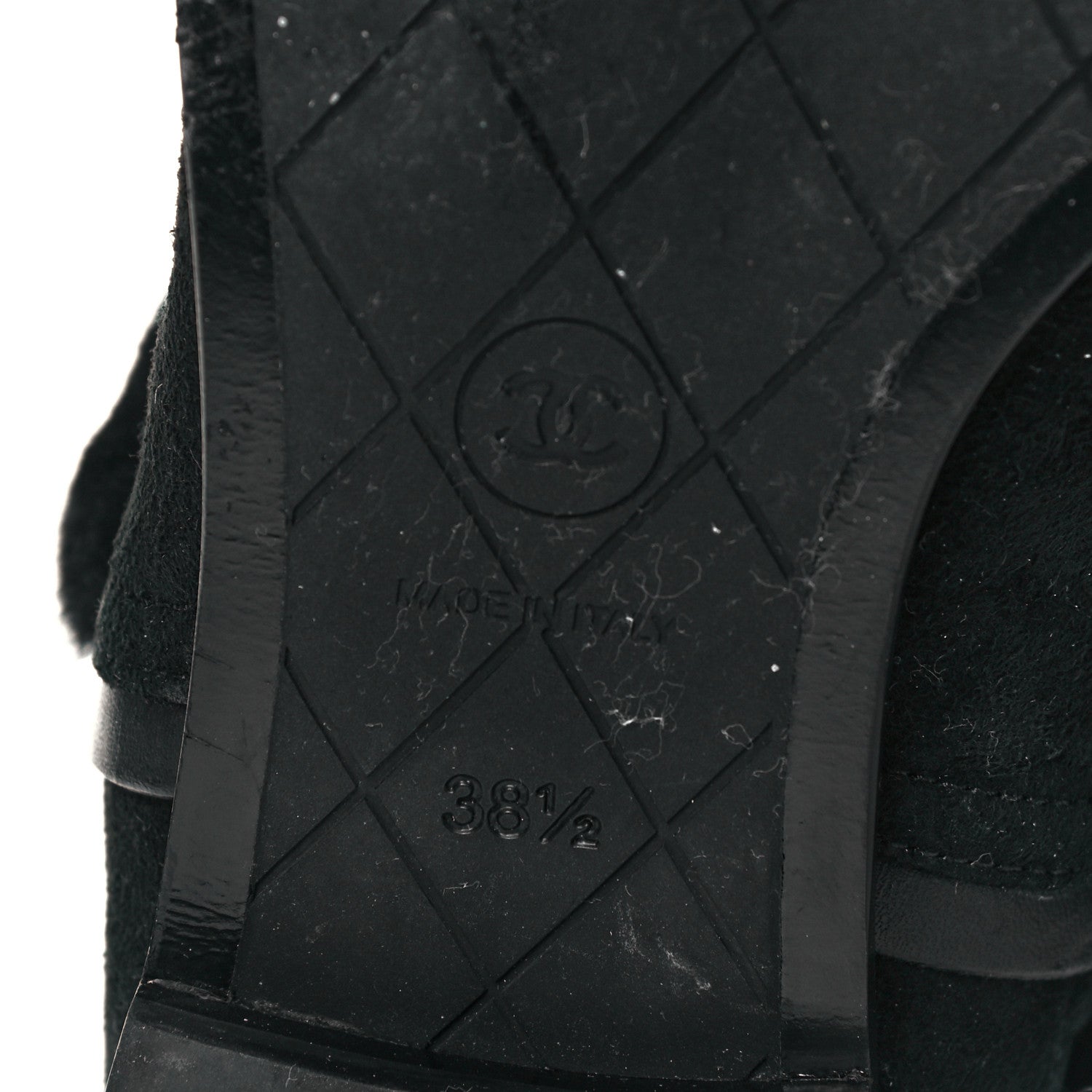 Chanel Suede Shearling Cap Toe Short Boots 38.5 Black 7 of 7