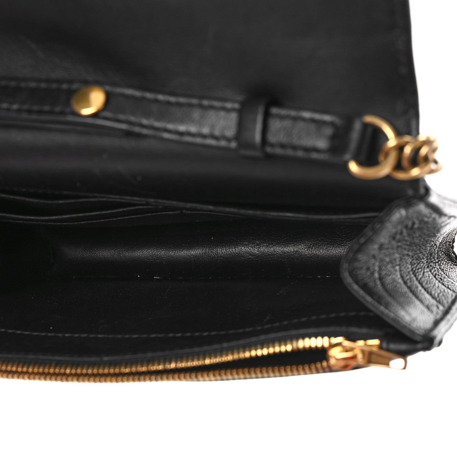 Balenciaga Shiny Goatskin Logo Embossed BB Wallet On Chain Black 5 of 11