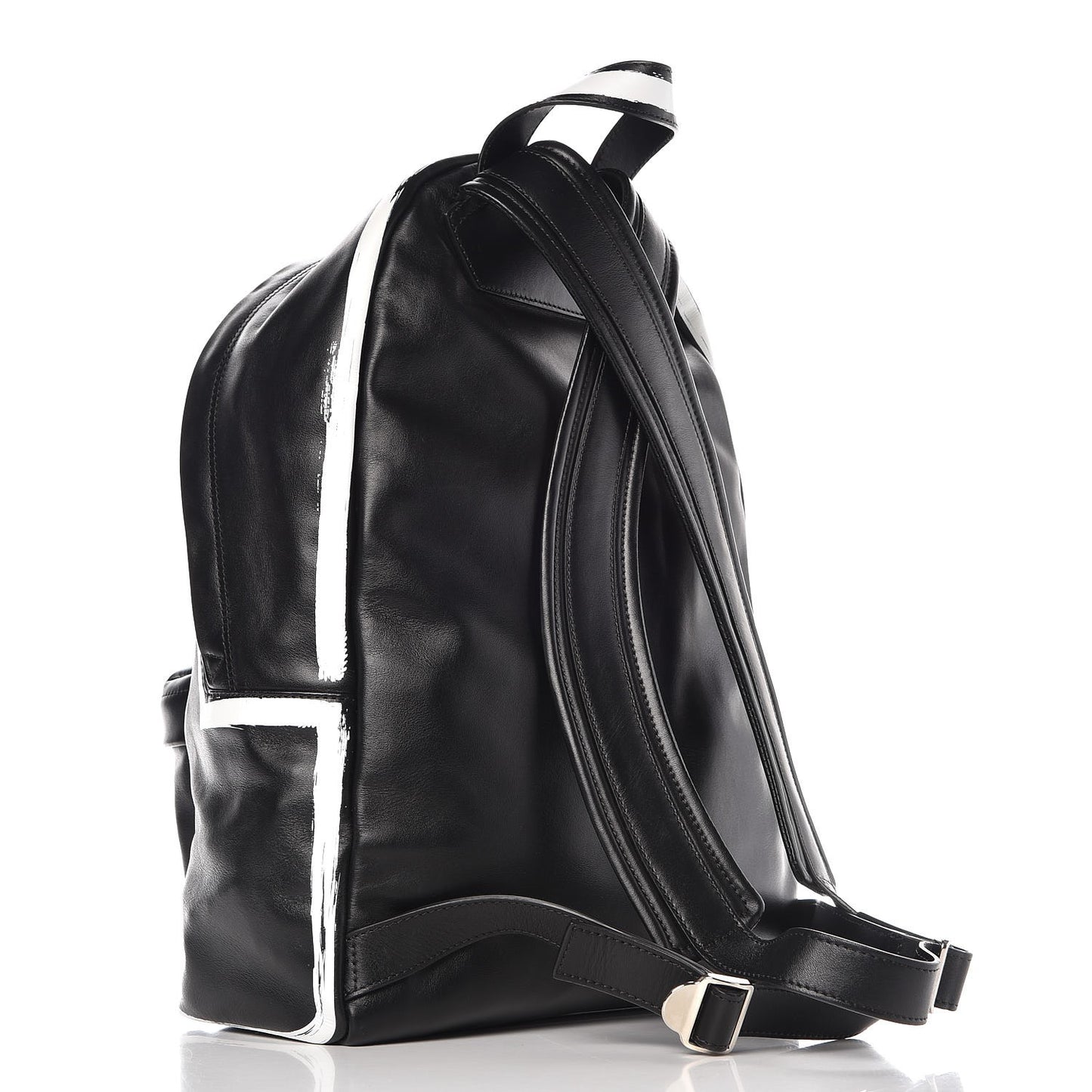 Smooth Calfskin Graffiti Paint Logo Backpack Black