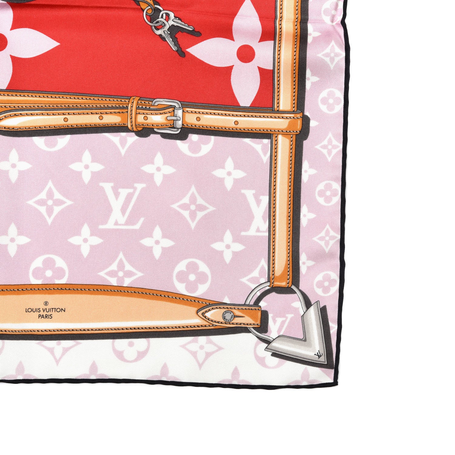 Louis Vuitton Silk Monogram Confidential Square Scarf Red Pink 2 of 4