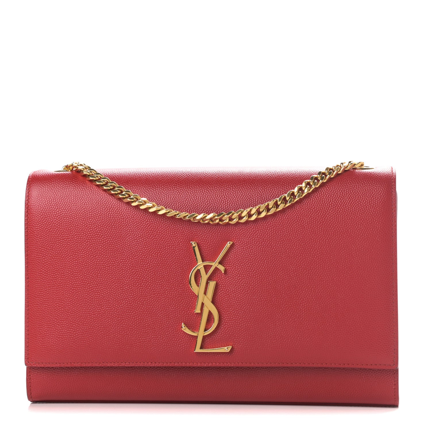 Saint Laurent Grain De Poudre Medium Monogram Kate Satchel Red 1 of 11
