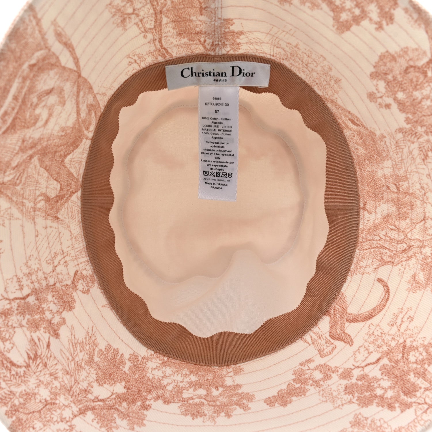 Christian Dior Cotton Dioriviera Toile De Jouy Bob Brim Bucket Hat 57 Rose 8 of 9