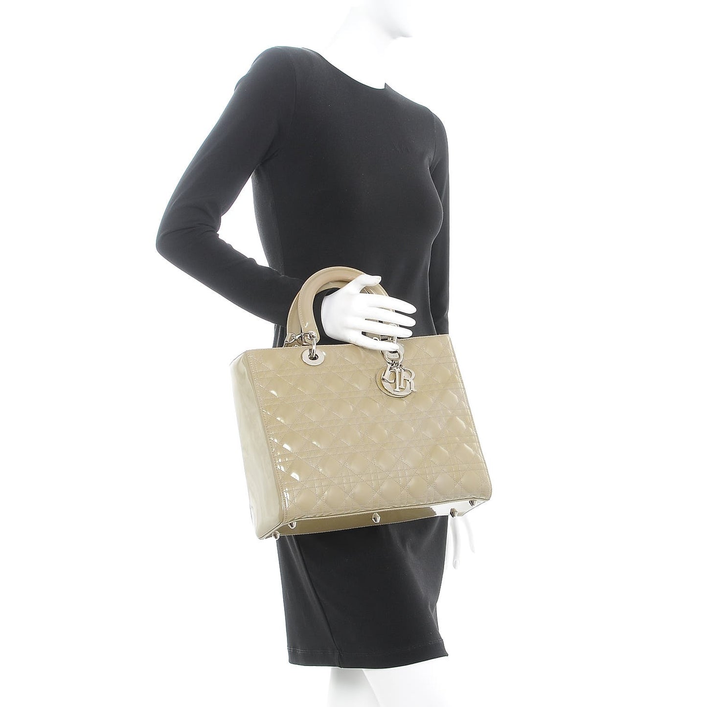 Patent Cannage Large Lady Dior Grey