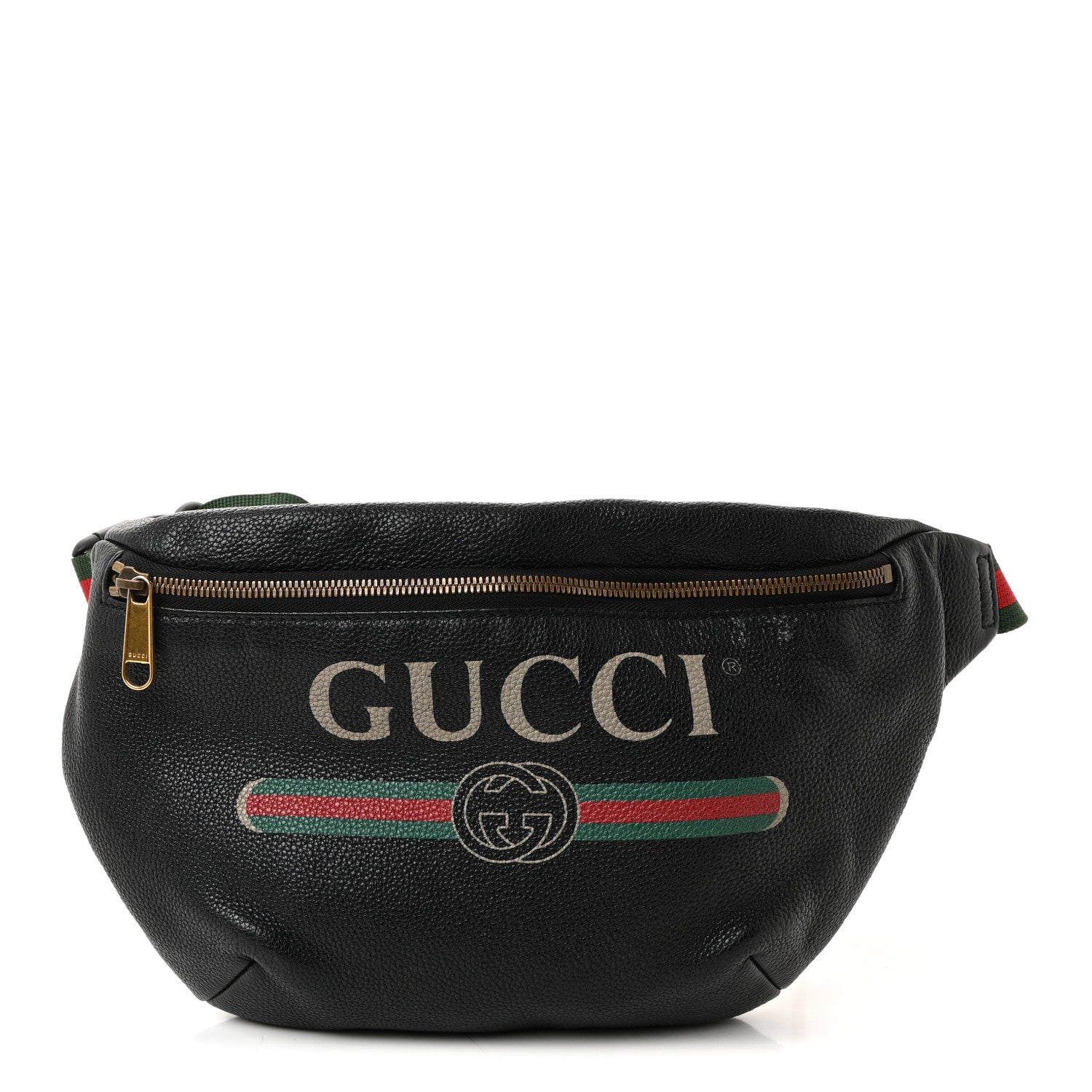 Gucci Grained Calfskin Logo Belt Bag Black 1 of 9