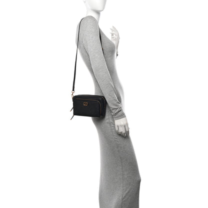 Christian Dior Grained Calfskin Caro Double Pouch Black 2 of 9