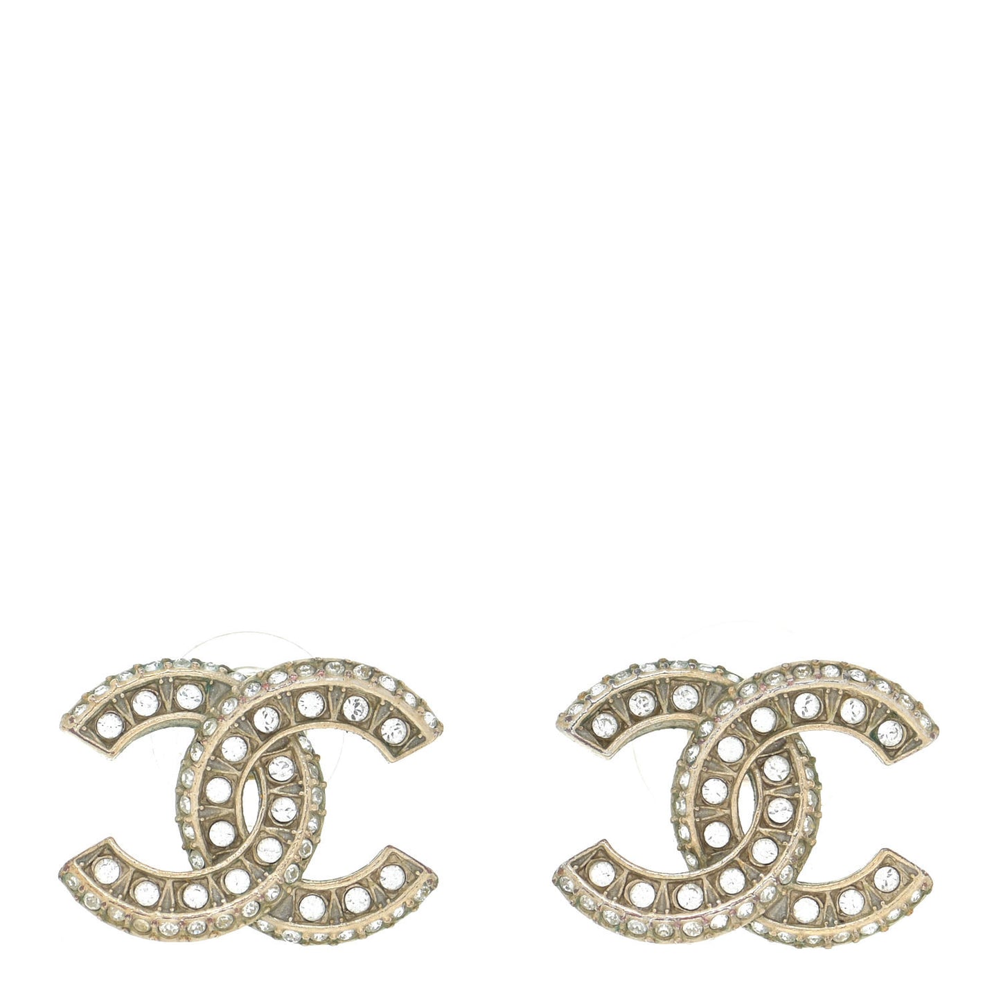 Crystal Timeless CC Earrings Light Gold