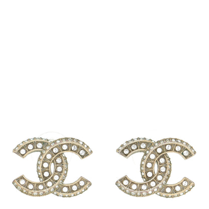 Chanel Crystal Timeless CC Earrings Light Gold 1 of 7