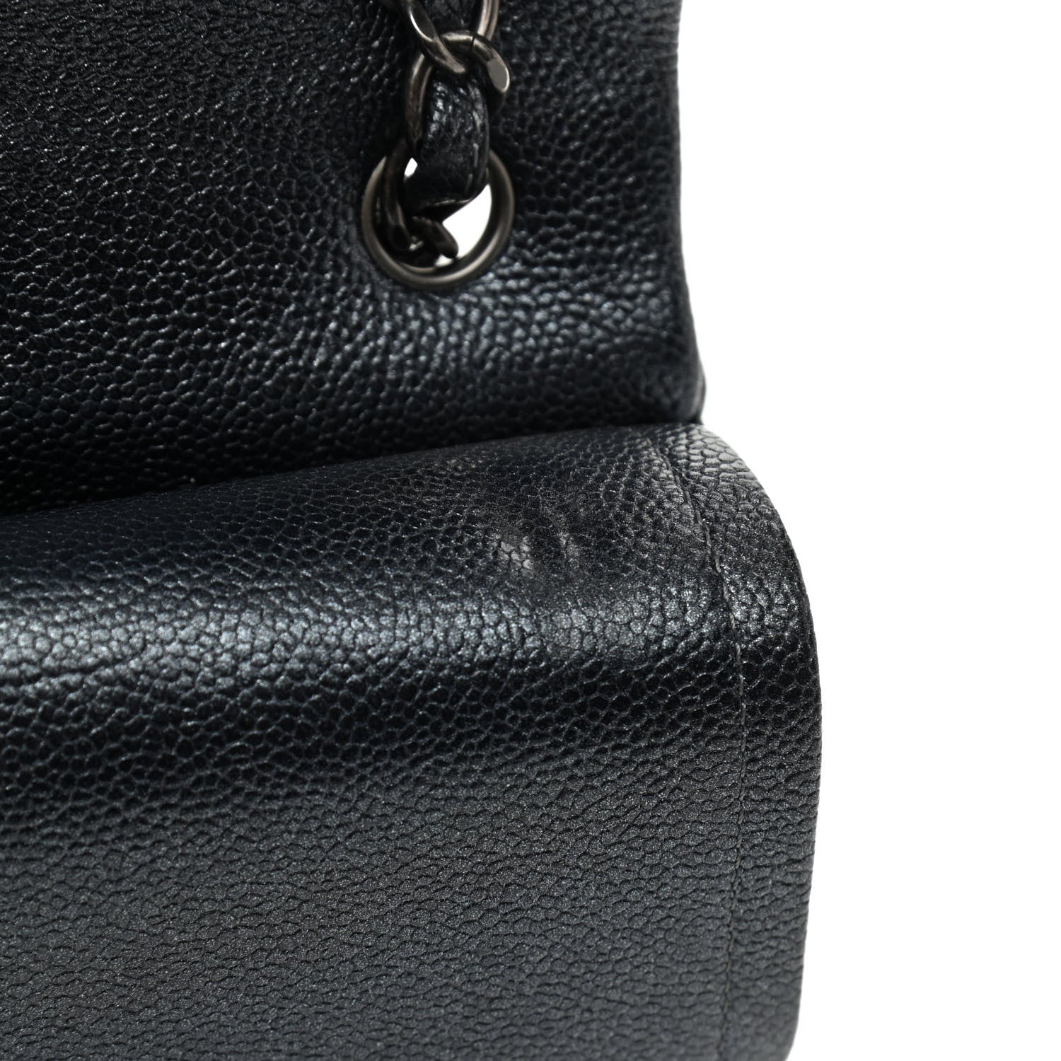 Chanel Metallic Caviar Quilted Jumbo Double Flap Dark Grey 13 of 16
