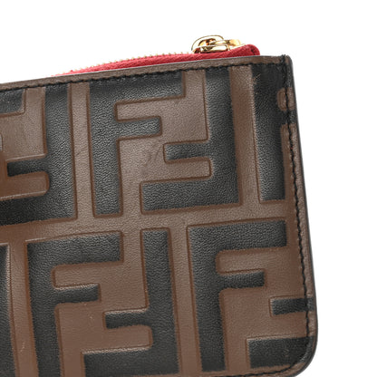 Fendi Vitello Cruise F is Fendi Bi-Color FF 1974 Embossed Key Case Pouch Maya Black Fragola 6 of 10