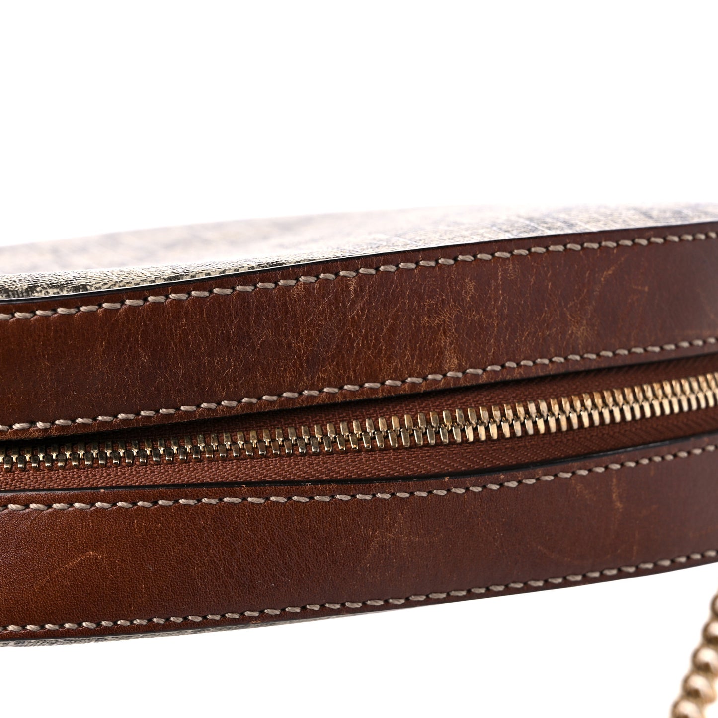 GG Supreme Monogram Cuoio Toscano Mini Chain Shoulder Bag Beige Ebony Cuir