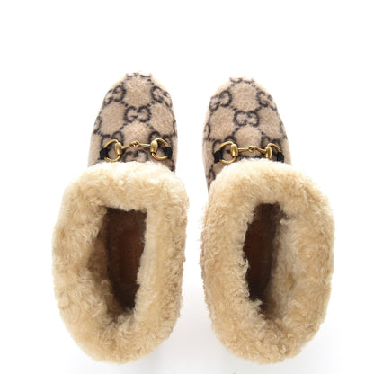 Gucci Covered Wool GG Monogram Womens Fria Horsebit Ankle Boots 38 Beige Ebony Butterscotch 5 of 9