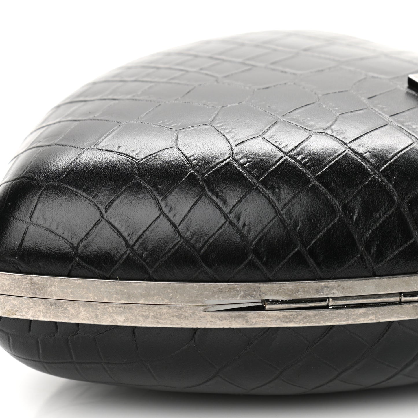 Calfskin Crocodile Embossed Monogram Love Box Bag Black